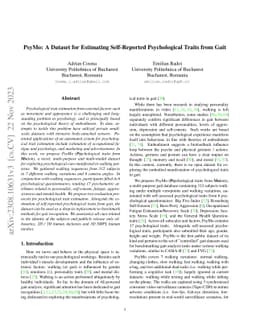 PsyMo: A Dataset for Estimating Self-Reported Psychological Traits from
  Gait