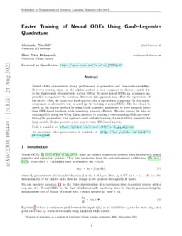 Faster Training of Neural ODEs Using Gauß-Legendre Quadrature