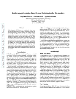 Reinforcement Learning Based Sensor Optimization for Bio-markers