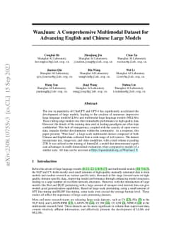 WanJuan: A Comprehensive Multimodal Dataset for Advancing English and
  Chinese Large Models