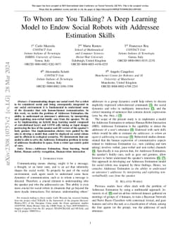 To Whom are You Talking? A Deep Learning Model to Endow Social Robots
  with Addressee Estimation Skills