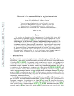 Monte Carlo on manifolds in high dimensions