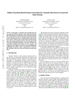 Online Transition-Based Feature Generation for Anomaly Detection in
  Concurrent Data Streams