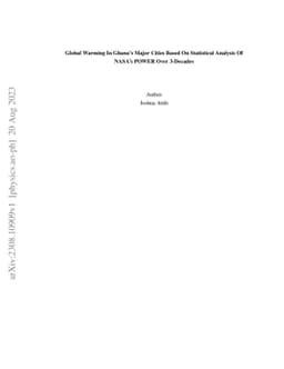 Global Warming In Ghana's Major Cities Based on Statistical Analysis of
  NASA's POWER Over 3-Decades