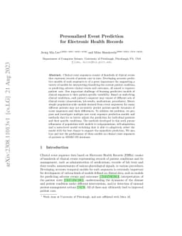 Personalized Event Prediction for Electronic Health Records