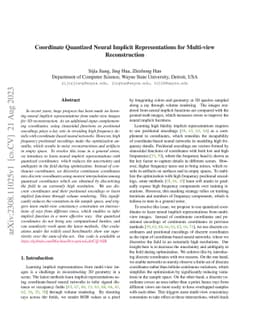 Coordinate Quantized Neural Implicit Representations for Multi-view
  Reconstruction
