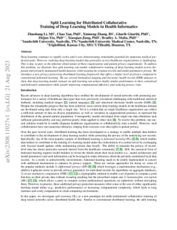 Split Learning for Distributed Collaborative Training of Deep Learning
  Models in Health Informatics
