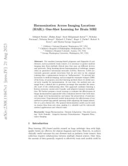 Harmonization Across Imaging Locations(HAIL): One-Shot Learning for
  Brain MRI
