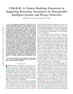 CSM-H-R: A Context Modeling Framework in Supporting Reasoning Automation
  for Interoperable Intelligent Systems and Privacy Protection