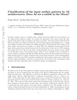 Classification of the lunar surface pattern by AI architectures: Does AI
  see a rabbit in the Moon?
