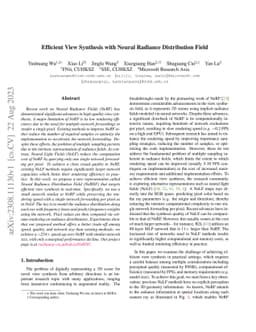 Efficient View Synthesis with Neural Radiance Distribution Field