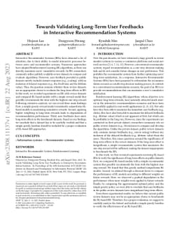 Towards Validating Long-Term User Feedbacks in Interactive
  Recommendation Systems