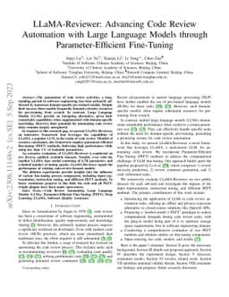 LLaMA-Reviewer: Advancing Code Review Automation with Large Language
  Models through Parameter-Efficient Fine-Tuning