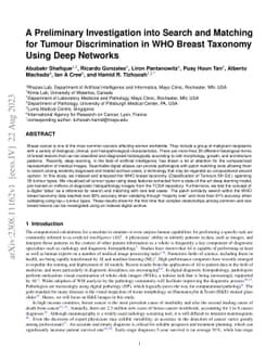 A Preliminary Investigation into Search and Matching for Tumour
  Discrimination in WHO Breast Taxonomy Using Deep Networks