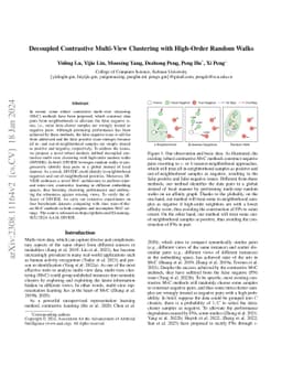 Decoupled Contrastive Multi-View Clustering with High-Order Random Walks