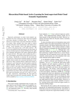 Hierarchical Point-based Active Learning for Semi-supervised Point Cloud
  Semantic Segmentation