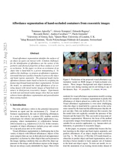 Affordance segmentation of hand-occluded containers from exocentric
  images