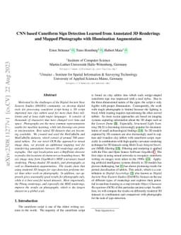 CNN based Cuneiform Sign Detection Learned from Annotated 3D Renderings
  and Mapped Photographs with Illumination Augmentation