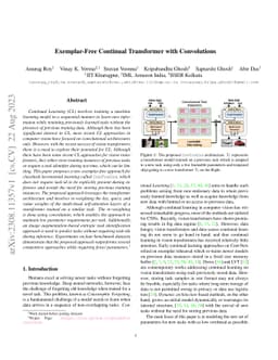 Exemplar-Free Continual Transformer with Convolutions