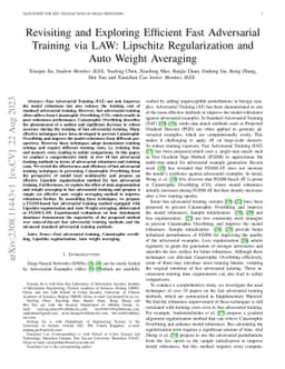 Revisiting and Exploring Efficient Fast Adversarial Training via LAW:
  Lipschitz Regularization and Auto Weight Averaging