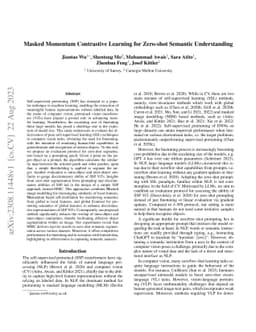 Masked Momentum Contrastive Learning for Zero-shot Semantic
  Understanding