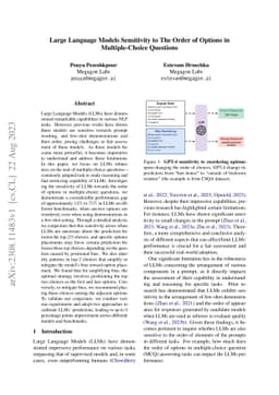 Large Language Models Sensitivity to The Order of Options in
  Multiple-Choice Questions