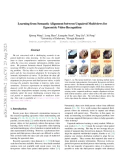 Learning from Semantic Alignment between Unpaired Multiviews for
  Egocentric Video Recognition
