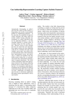 Can Authorship Representation Learning Capture Stylistic Features?