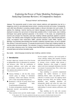 Exploring the Power of Topic Modeling Techniques in Analyzing Customer
  Reviews: A Comparative Analysis