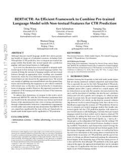 BERT4CTR: An Efficient Framework to Combine Pre-trained Language Model
  with Non-textual Features for CTR Prediction