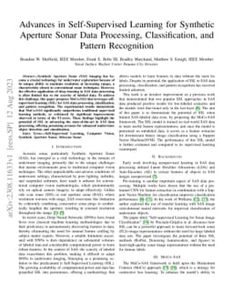 Advances in Self-Supervised Learning for Synthetic Aperture Sonar Data
  Processing, Classification, and Pattern Recognition