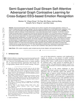 Semi-Supervised Dual-Stream Self-Attentive Adversarial Graph Contrastive
  Learning for Cross-Subject EEG-based Emotion Recognition