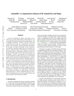 Animal3D: A Comprehensive Dataset of 3D Animal Pose and Shape