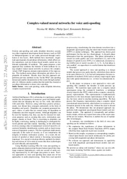 Complex-valued neural networks for voice anti-spoofing
