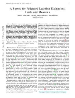 A Survey for Federated Learning Evaluations: Goals and Measures