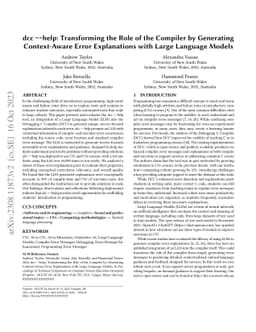 Dcc --help: Generating Context-Aware Compiler Error Explanations with
  Large Language Models