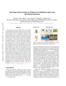 Semi-Supervised Learning via Weight-aware Distillation under Class
  Distribution Mismatch