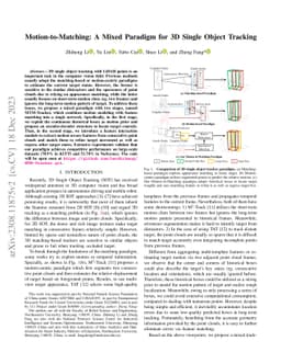 Motion-to-Matching: A Mixed Paradigm for 3D Single Object Tracking