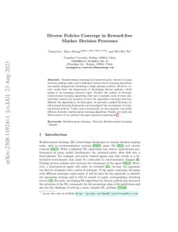 Diverse Policies Converge in Reward-free Markov Decision Processe