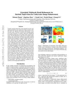 Synergistic Multiscale Detail Refinement via Intrinsic Supervision for
  Underwater Image Enhancement