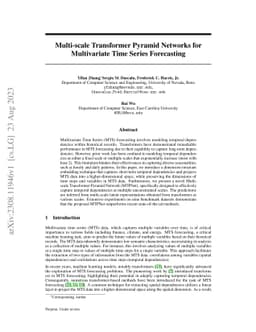 Multi-scale Transformer Pyramid Networks for Multivariate Time Series
  Forecasting