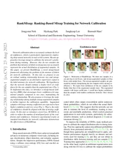 RankMixup: Ranking-Based Mixup Training for Network Calibration