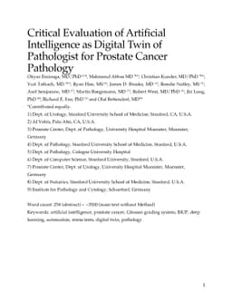 Critical Evaluation of Artificial Intelligence as Digital Twin of
  Pathologist for Prostate Cancer Pathology