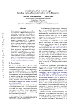 Graecia capta ferum victorem cepit. Detecting Latin Allusions to Ancient
  Greek Literature