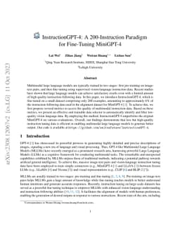 InstructionGPT-4: A 200-Instruction Paradigm for Fine-Tuning MiniGPT-4
