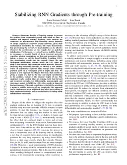 Stabilizing RNN Gradients through Pre-training