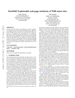 DarkDiff: Explainable web page similarity of TOR onion sites