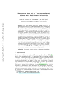 Robustness Analysis of Continuous-Depth Models with Lagrangian
  Techniques
