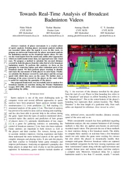Towards Real-Time Analysis of Broadcast Badminton Videos