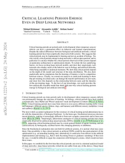 Critical Learning Periods Emerge Even in Deep Linear Networks
